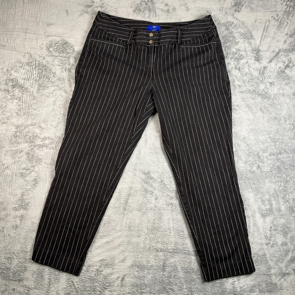 Apt. 9 Torie Dress Pants Womens 14 Black Pinstripe Low Rise Straight Leg